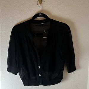 Torrid Black Button-Up Cardigan rose floral design size 1 (14/16) plus